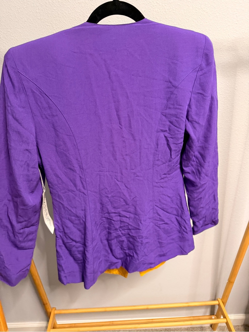 Platinum Purple Open-Front Blazer with Yellow Trim - Picture 4 of 5